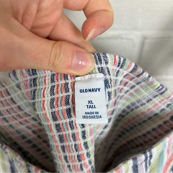 Old Navy Multi Stripe Sleeveless Linen Blend Shift Maxi Dress Size XL Tall - Picture 10 of 15